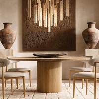 Table à manger ronde en marbre de haute qualité, directement de l'usine, mobilier de salle à manger moderne avec chaises de salle à manger solides minimalistes haut de gamme