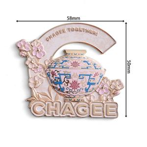 Imán de nevera de metal con impresión UV de tetera de flores rosas exquisitas de marca de diseñador, recuerdo lindo - Product Image 6