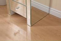 Table de chevet moderne miroir à 4 tiroirs avec poignées en cristal, finition champagne argenté, pour chambre et salon