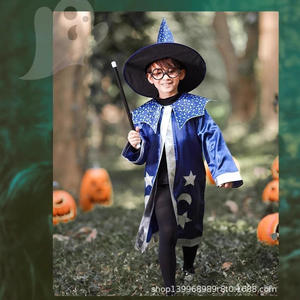 Costume de performance de rôle de sorcier pour enfants, nouveau pour Halloween, cape de sorcier en matériau synthétique, unisexe pour - Product Image 1