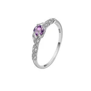 Light Luxury Wind Lady Ring Amethyst Zircon Diamond Ring For Women