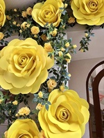 Rose jaune en papier, fleur artificielle murale, guirlande faite à la main, grande, style naturel pur, pour mariage, restaurant, gîte, vitrine, porte