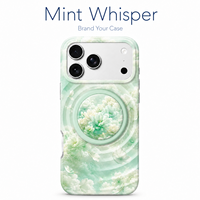 Coque de téléphone magnétique motif floral nuage rêveur avec support rond amovible et plaque arrière en TPU PC, personnalisable par sublimation