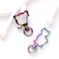 Porte-clés en forme de cœur, d'étoile, de dauphin, de nuage, de fleur de cerisier, de lapin, de coquille, de tête de chat, de lune, de pentagramme, plaqué arc-en-ciel