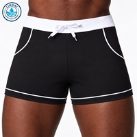 Shorts de bain pour hommes à séchage rapide, anti-UV, respirants, avec ceinture élastique blanche, passepoil contrastant et extensibilité quadridirectionnelle