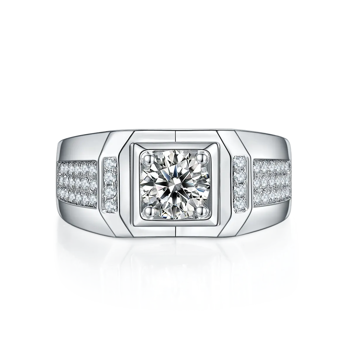 HOT SALE Wholesale High Quality Moissanite Jewelry 925 Sterling Silver Man Ring Gemstone