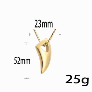 Collier pour homme en acier inoxydable avec pendentif en forme de corne d'animal, couleur or, style punk, 23 mm - Product Image 4