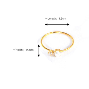 Joyería fina delicada Material de acero inoxidable Combinación brillante Cristal de perla con incrustaciones Anillos de dedo chapados en oro de 18 quilates Anillo de moda - Product Image 4
