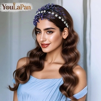 YouLaPan – bandeau bleu élégant pour femmes, associé à des strass, adapté aux mariages, aux danses, aux fêtes, accessoires de cheveux élégants, YXA282