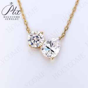 Collier pendentif double forme en argent sterling 925 avec Moissanite coupe ronde VVS1 Bijoux Cadeau pour femmes Occasions spéciales - Product Image 1