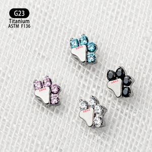 <span class=keywords><strong>Piercing</strong></span> pour l'oreille en forme de patte de chat F136 en alliage de titane avec incrustation de zircon pour <span class=keywords><strong>piercing</strong></span> du pont de l'oreille - Product Image 3