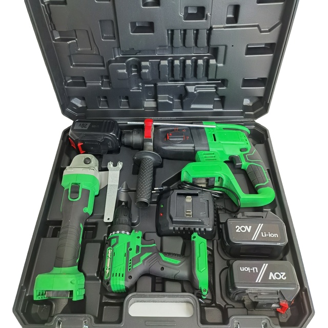 20V Electric Power Tools Set Includes Cordless Hammer Drill Angle Grinder Power Drilling Machines OEM Customization Box