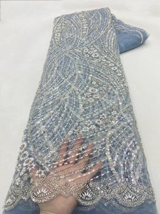 Ni. Ai sang trọng sequin đính cườm ren Net vải thêu đính cườm ren vải sáng bóng ngọc trai ren cho Ăn mặc - Product Image 5