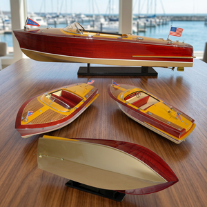 Barco Artesanal de Madera CHRIS CRAFT CAPPRI 1955, Hecho a Mano en Vietnam, con Estilo Náutico, Decoración para el Hogar, 70x23x24cm - Product Image 3