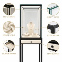 Vitrine à bijoux en verre trempé sur mesure avec éclairage LED pour la conception de magasins de luxe, équipement de vente au détail, vente en gros