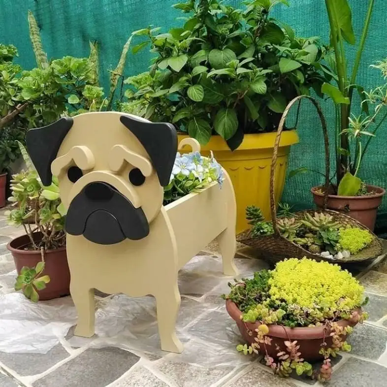 Custom Size Garden Decoration Cartoon Animal Cute Plastic Dog Plant Flower Pot