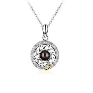 Sun Moon Star Projection <b>Necklace</b> 100 Languages I Love You Magnet Attraction Heart Shaped <b>Necklace</b> <b>Couple</b> <b>Necklace</b> Pair - Product Image 4