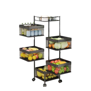 Venta al por mayor estante de metal de 5 niveles multicapa cesta de verduras de almacenamiento giratoria de 360 grados estante de cestas giratorio - Product Image 1