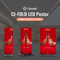 Pantalla LED para Póster Canbest Ultra Slim CJ Fold P1.5 P1.8 P2.5, Doble Cara, Ligera, Magnética, Inalámbrica, Cascada, Digital