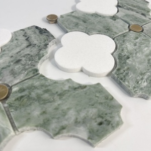 Toptan özelleştirme çiçek Metal Mix mermer fayans mozaik zemin iç duvar dekorasyon için - Product Image 3