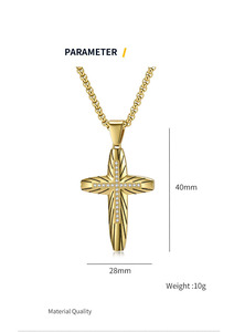스테인레스 스틸 클래식 다이아몬드 곡선 크로스 펜던트 목걸이 남성용 퇴색 보석 없음 - Product Image 2