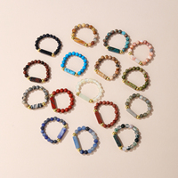 Natürliche Edelstein-Heilkristalle 4mm Runde Perlen Rechteckige Perlenringe Elastischer Ring Klassischer Stretch-Schmuck Großhandel
