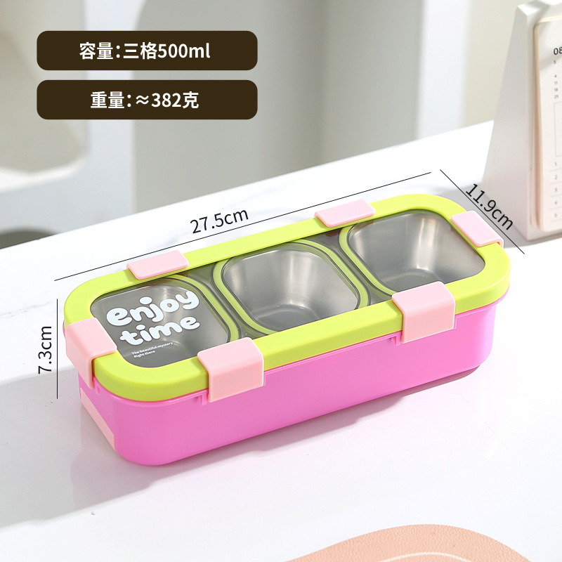 Hc67125, recipiente verde de 500 ml con tres compartimentos divididos y sellados.