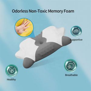 Almohada de Cama Ortopédica Ergonómica, Espuma Viscoelástica, Alivio del Dolor Cervical, Soporte Corporal de Látex con Cremallera, Ayuda para Dormir, Cuello y Espalda - Product Image 3