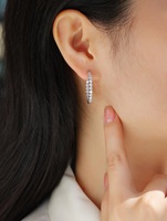 Boucles d'oreilles créoles en argent sterling 925 avec moissanite pour femme, rangée unique, serties de moissanites en griffes, style éternité