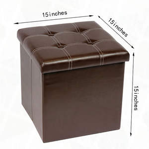 BAILEY <span class=keywords><strong>pas</strong></span> <span class=keywords><strong>cher</strong></span> noir coffre de rangement en cuir bureau dortoir <span class=keywords><strong>marocain</strong></span> pouf de stockage vache pouf petit pouf de rangement pliant - Product Image 1