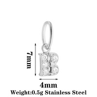 Pendentif Mini Lettre 7mm en Acier Inoxydable Plaqué Or 18K PVD avec Zircon Exquis, Vente en Gros, Bijoux DIY pour Collier et Bracelet