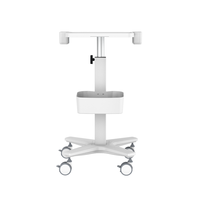Chariot médical professionnel moderne en alliage d'aluminium pour équipement d'hôpital et de clinique, chariot mobile pour échographe avec deux supports pour sondes