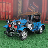 Modèle de voiture rétro vintage en fer vieilli, fait main en métal, multifonctionnel, motif nature morte, automobile classique, décoration intérieure