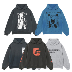 Nouveau gros ERD imprimer sweats à capuche Hip Hop Streetwear sweats lourd 100% coton surdimensionné rue hommes sweat à capuche sweats - Product Image 1