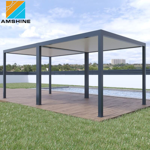 La pérgola moderna más popular para patio, pérgola <span class=keywords><strong>con</strong></span> persianas <span class=keywords><strong>de</strong></span> aluminio ajustable para exteriores <span class=keywords><strong>con</strong></span> <span class=keywords><strong>cortinas</strong></span> y puertas correderas - Product Image 1
