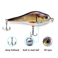 Umpan Pancing Keras Jerkbait 10cm 21g Mata Bionik 3D Wobbler 6 #   Kail Pancing Treble Umpan Buatan