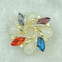 Bros Bunga Kristal Rhinestone Trendy, Bros Opal Mawar, Bros Pernikahan untuk Wanita, Bros Kerah, Bros Mantel, Corsage