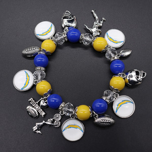 Pulseras con Colgante de Aleación de Zinc con el Logotipo de los Indianapolis Colts, Brazalete Elástico con Cuentas y Diseño Personalizado de Campeonato Universitario - Product Image 5