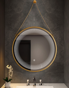 <span class=keywords><strong>Miroir</strong></span> mural en alliage d'aluminium rond et étanche avec sangle suspendue <span class=keywords><strong>Miroir</strong></span> à <span class=keywords><strong>LED</strong></span> pour salon, hôtel, salle de bain - Product Image 5