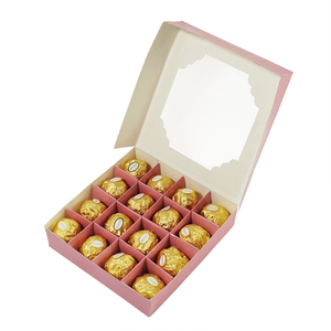 Custom Creative pink 16 Grid <strong>Wedding</strong> <strong>Chocolate</strong> Fudge Candy Dessert Packaging Gift Favor Display Box with Window Lid for Kids - Product Image 3