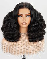 Perruque frontale en dentelle invisible en cheveux brésiliens vierges 100% naturels, Remy, ondulée et volumineuse, pour femmes noires