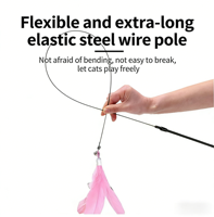 Jouet interactif pour chat à ventouse simple avec plume et fil d'acier – Anti-ennui, pour l'exercice et le jeu en intérieur – Taille standard