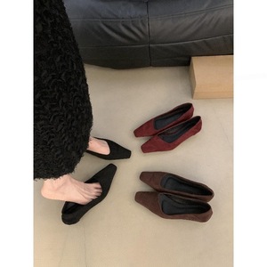Women French Style Commuter Professional <strong>Red</strong> Mid Heel <strong>Shoes</strong> 2026 New Autumn <strong>Suede</strong> Square Toe Chunky Heel Low Heel Office Pumps - Product Image 1