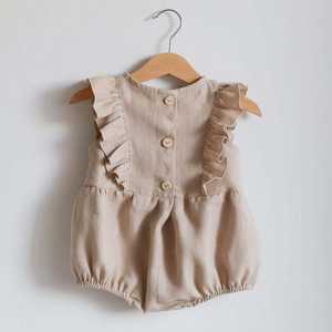2025 Baby Baby Meisjes Jumpsuit Zomer Baby Pasgeboren Korte Mouwen Linnen Katoenen Romper - Product Image 4