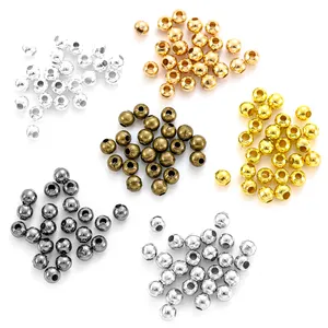 200pcs/bag Metal Ball Crimp End Bead Positioning Buckle Bulk Large Hole Spacer Bead For DIY Jewelry Bracelet Accessories 2.4-5mm