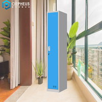 Casier industriel pliable en acier à porte simple avec barre de suspension, couleur bleue, 1 section, pour atelier, hôpital, salon et salle à manger
