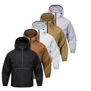 Chaqueta Cortavientos de Alta Calidad con Bloques de Color y Media Cremallera, Impermeable, para Correr al Aire Libre, Estilo Otoñal para Hombre - Product Image 1