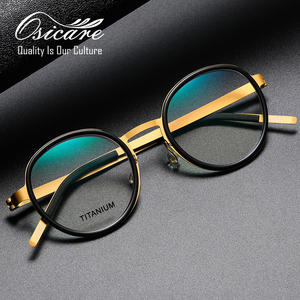 高級ブランド光学眼鏡 男性用度付きレンズ眼鏡 丸型眼鏡 チタン製眼鏡フレーム - Product Image 3