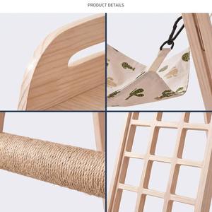 Meuble pour <span class=keywords><strong>chat</strong></span> en bois de pin de qualité supérieure, arbre à <span class=keywords><strong>chat</strong></span> robuste en forme de A avec plusieurs niveaux de perchoirs et poteau à gratter, OEM/ODM disponible - Product Image 5