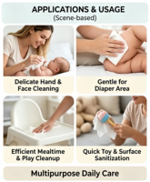 Lingettes humides pour bébé Nature Hug, formule douce inspirée des plantes, hypoallergéniques, pour le soin des mains, du visage et du bas du dos du bébé